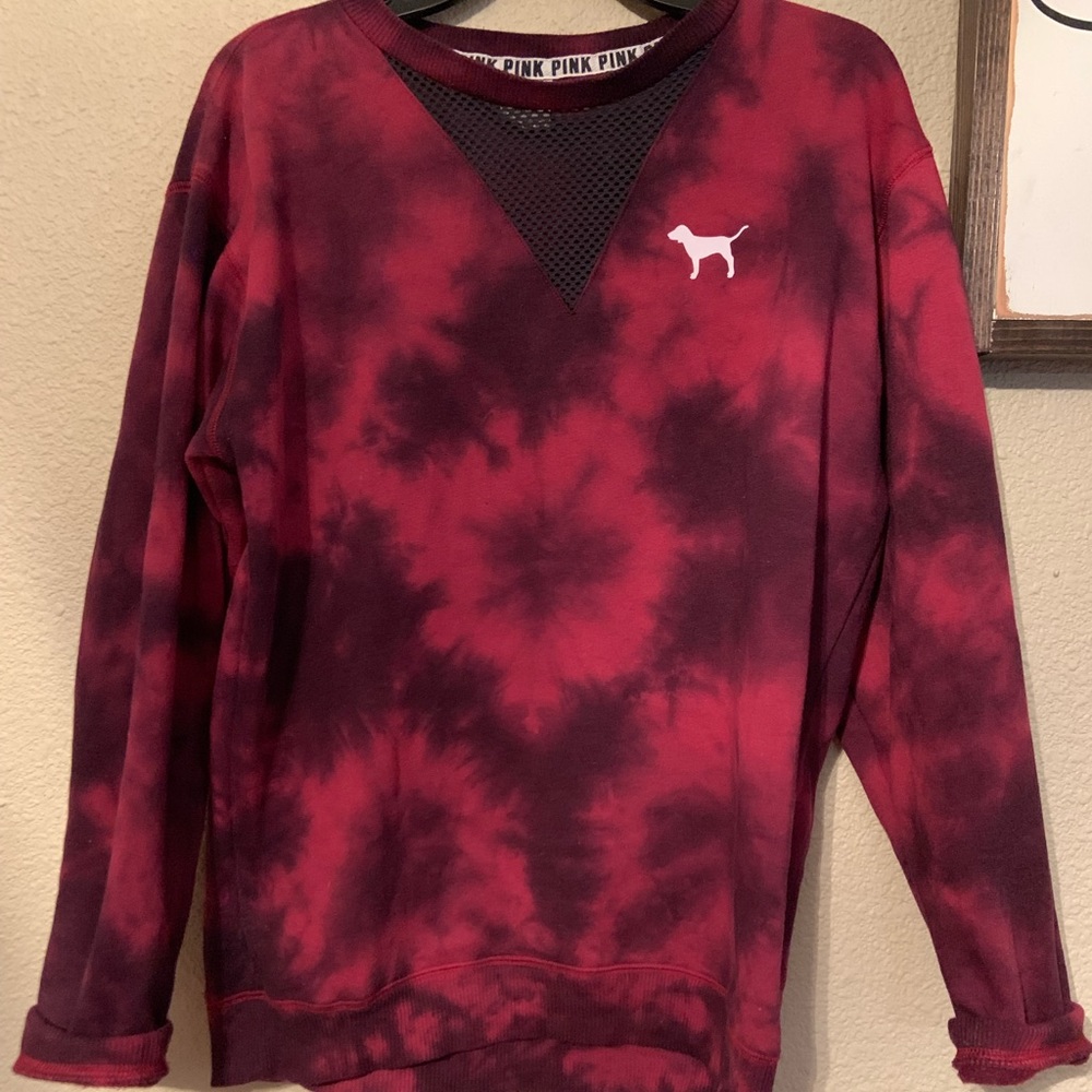Tye dye red and black PINK sweatshirt